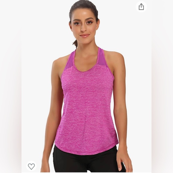Aeuui Womens Workout Tops Racerback Tank Tops Mesh Yoga Shirts Size L - Picture 2 of 9